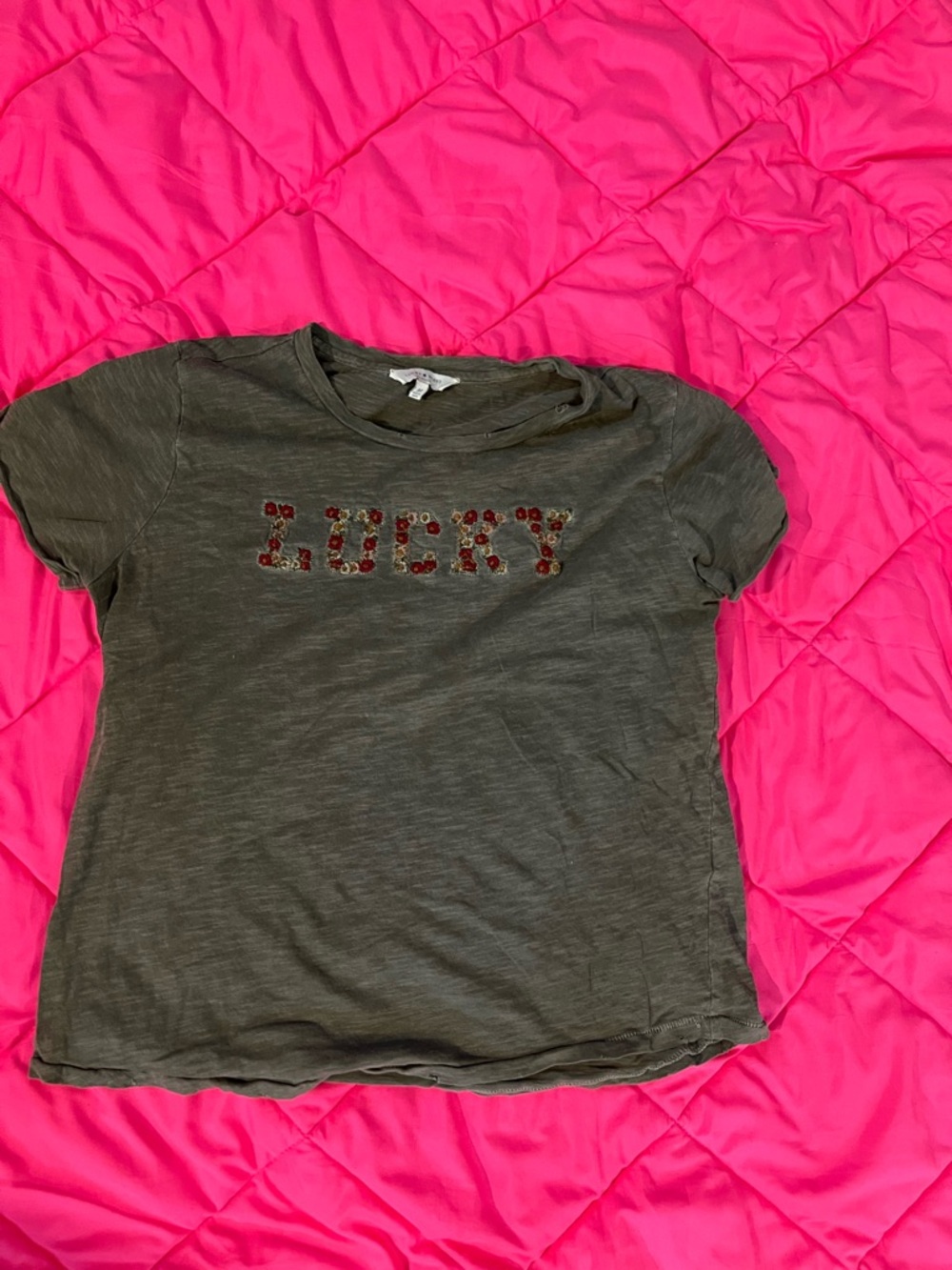 Lucky Brand Olive Green Crew Neck Tee